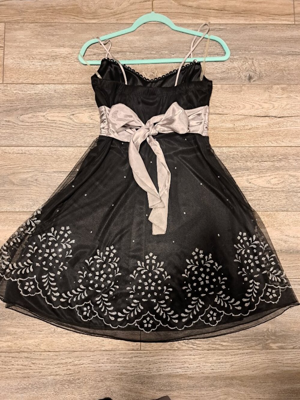 Y2K black and silver formal cocktail dress